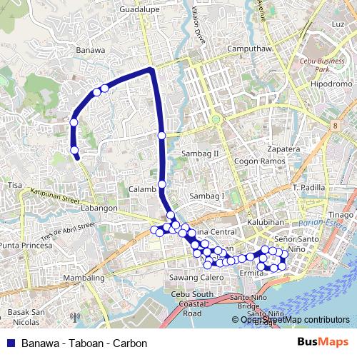 Banawa - Taboan - Carbon bus Line Map