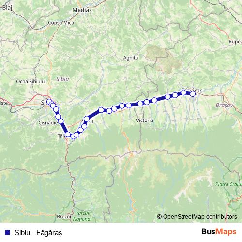 Sibiu - Făgăraş rail Line Map