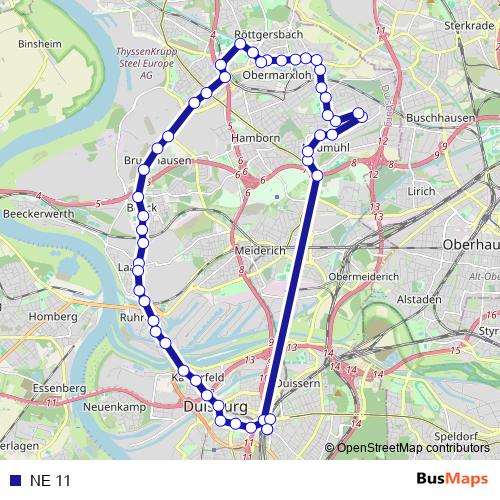 NE 11 bus Line Map