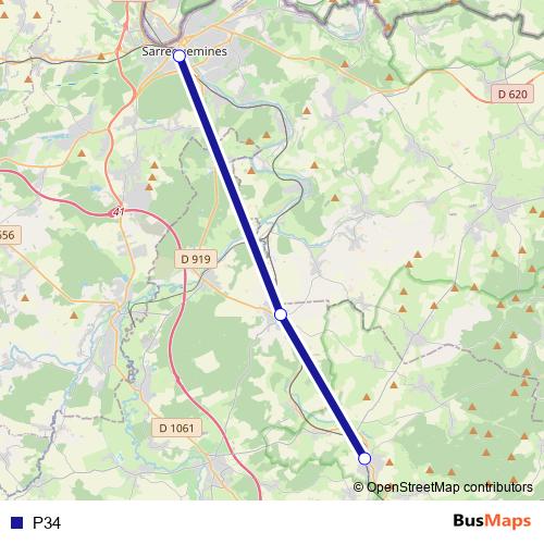 P34 bus Line Map