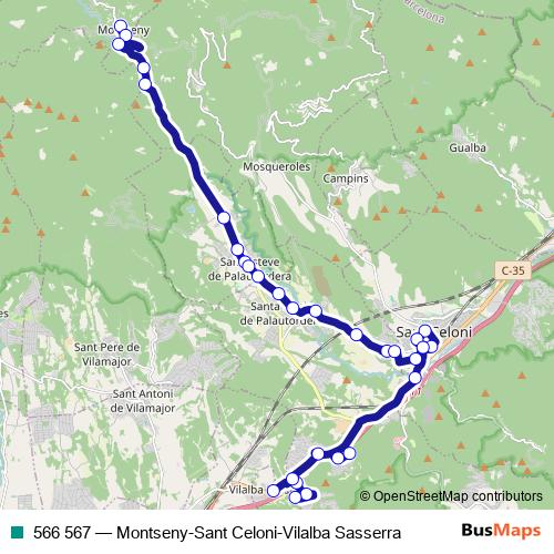 566 567 bus Line Map