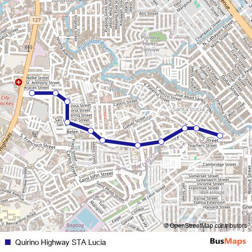 Quirino Highway STA Lucia bus Line Map
