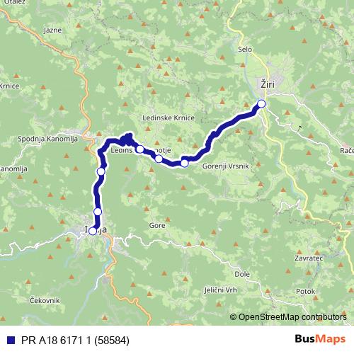 PR A18 6171 1 (58584) bus Line Map