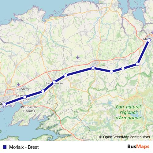 Morlaix - Brest rail Line Map