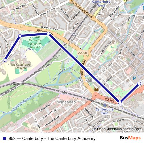 953 bus Line Map