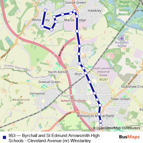 953 bus Line Map