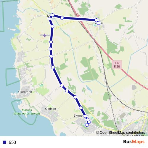 953 bus Line Map