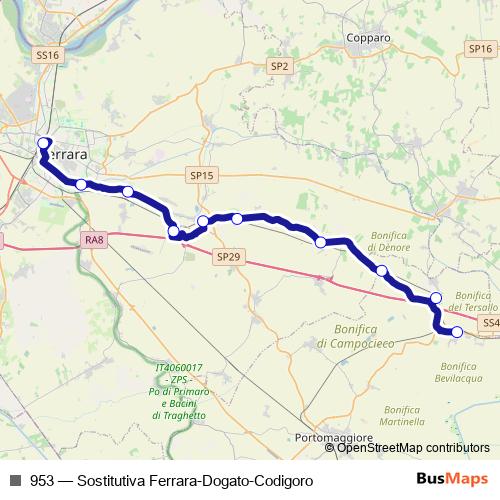 953 bus Line Map