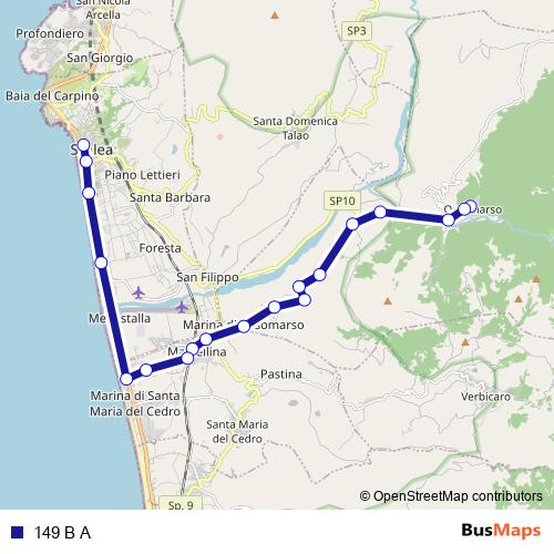 149 B A bus Line Map