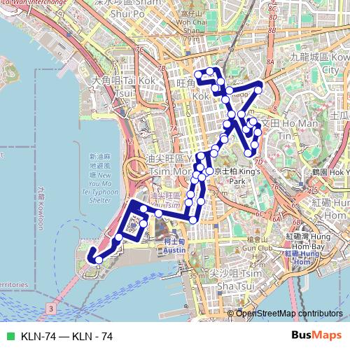 KLN-74 bus Line Map