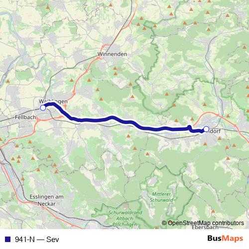 941-N bus Line Map