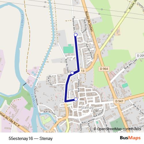 55estenay16 bus Line Map