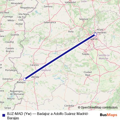 BJZ-MAD (Yw) air Line Map
