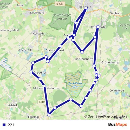 221 bus Line Map
