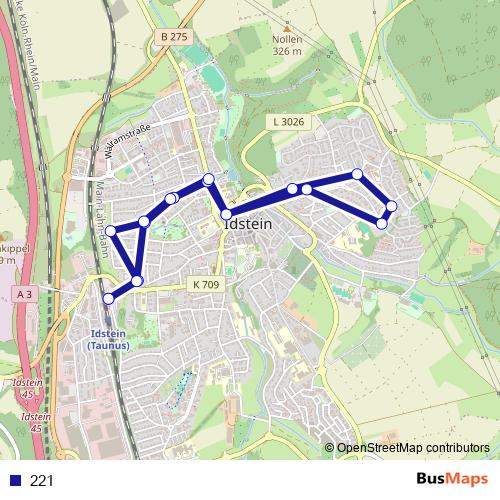 221 bus Line Map
