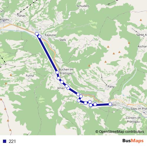 221 bus Line Map