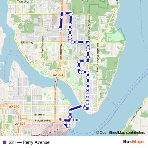 221 bus Line Map