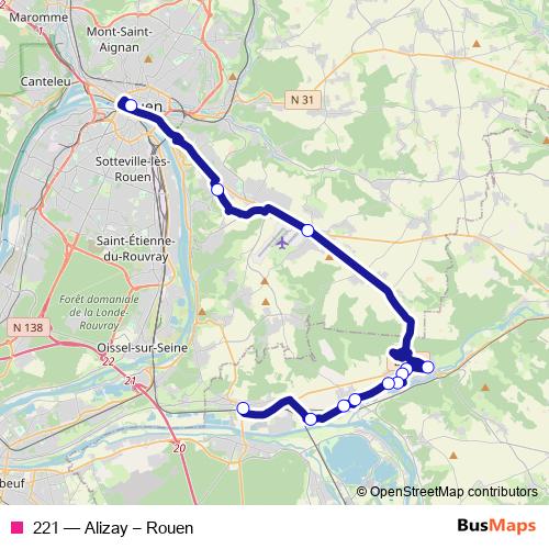 221 bus Line Map