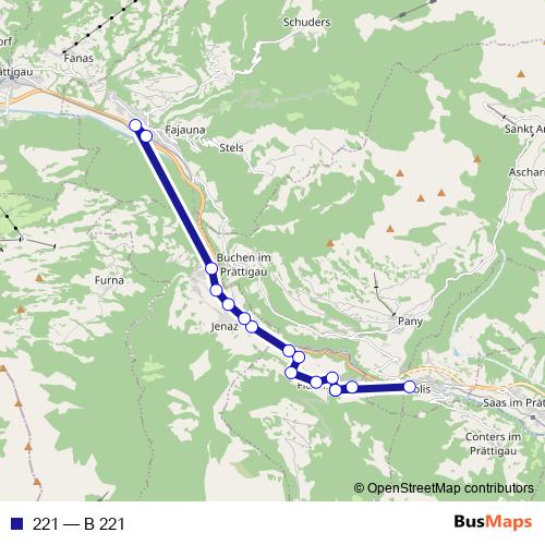 221 bus Line Map