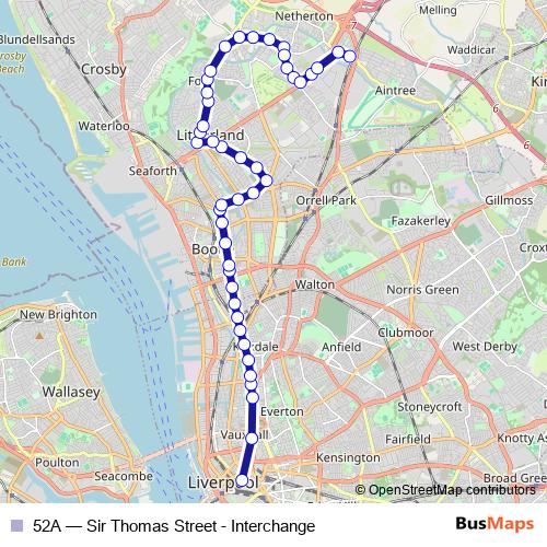 52A bus Line Map