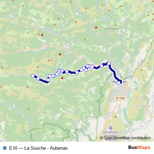 E10 bus Line Map