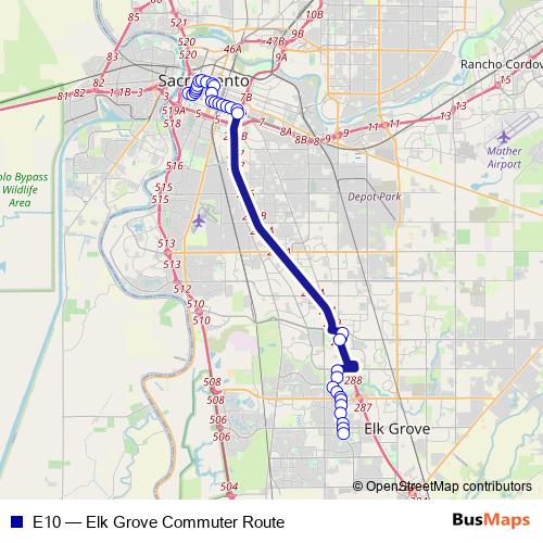 E10 bus Line Map