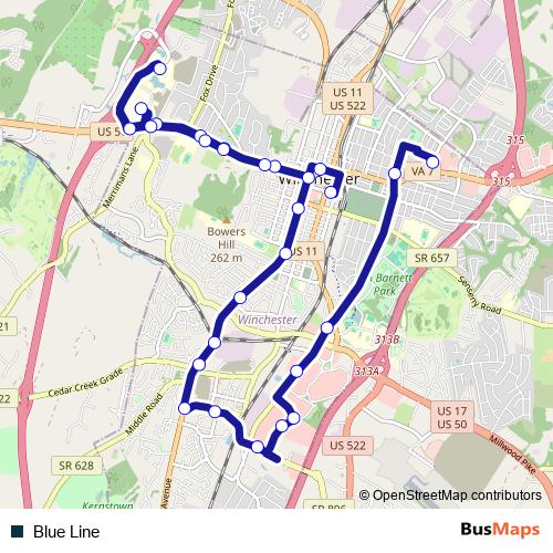 Blue Line bus Line Map
