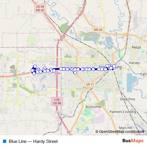 Blue Line bus Line Map