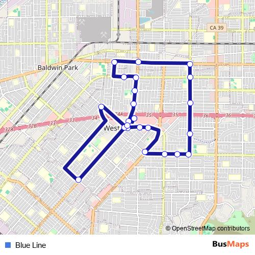Blue Line bus Line Map