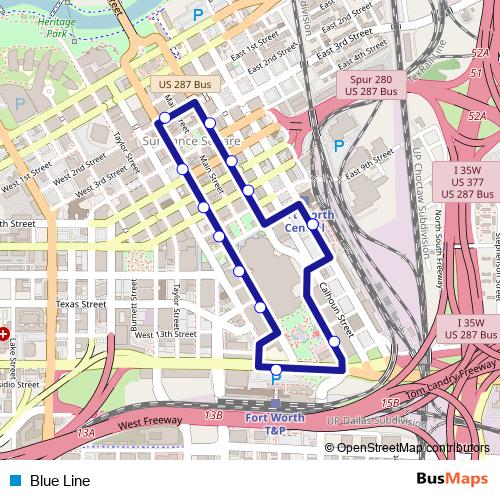 Blue Line bus Line Map
