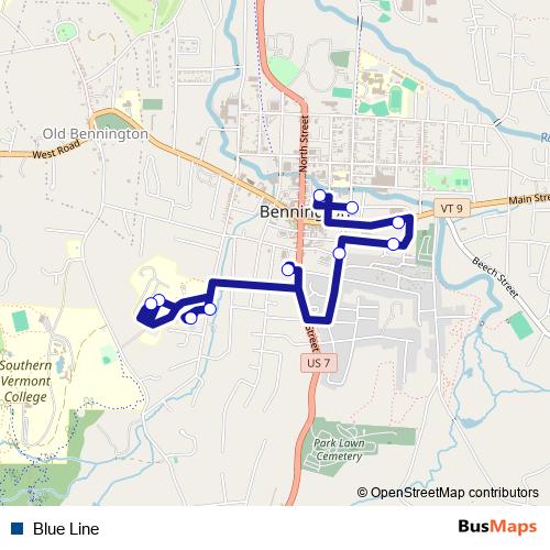 Blue Line bus Line Map