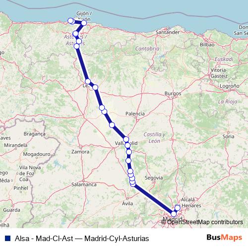 Alsa - Mad-Cl-Ast bus Line Map