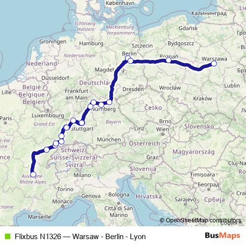Flixbus N1326 bus Line Map