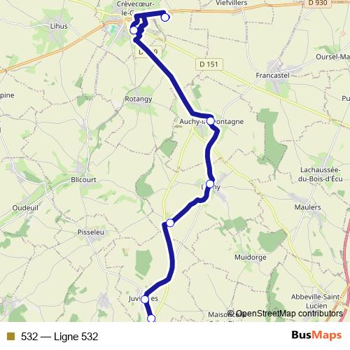 532 bus Line Map