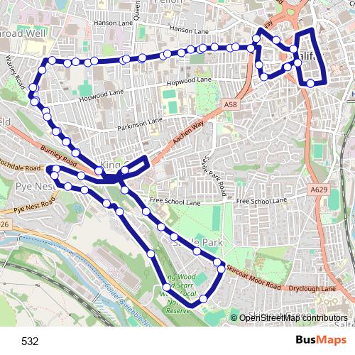 532 bus Line Map
