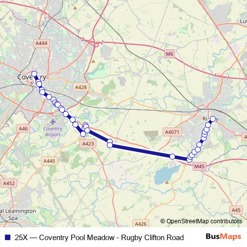 25X bus Line Map