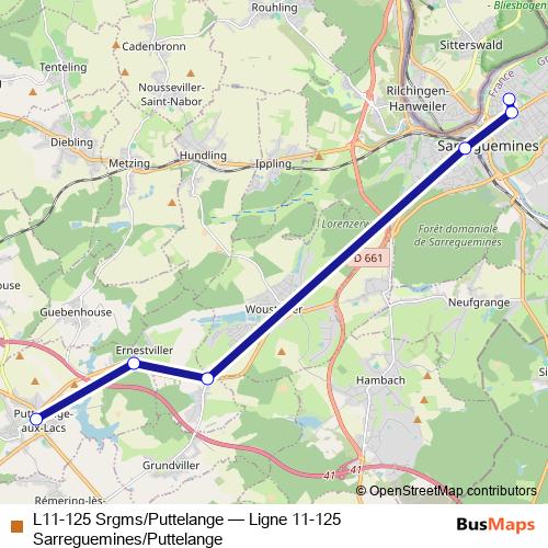 L11-125 Srgms/Puttelange bus Line Map