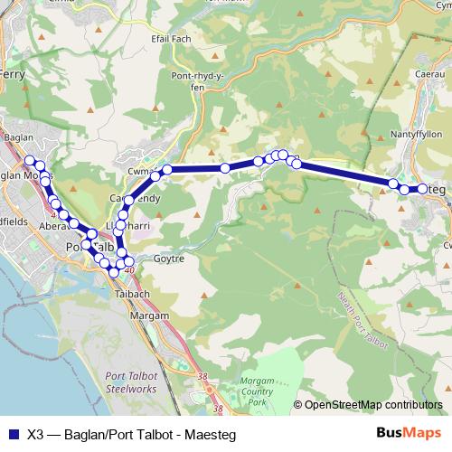 X3 bus Line Map