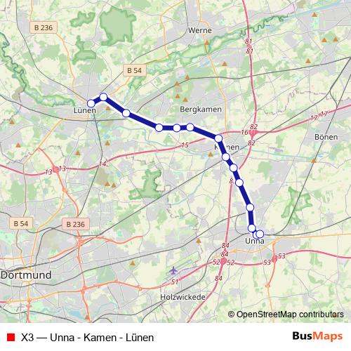 X3 bus Line Map