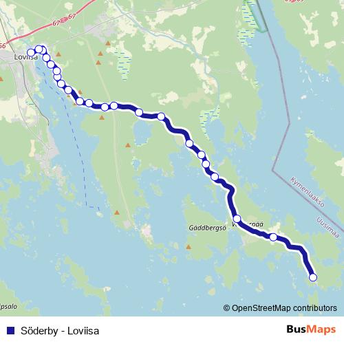 Söderby - Loviisa bus Line Map