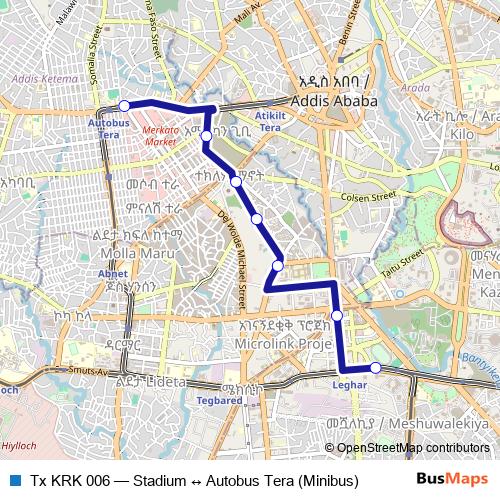 Tx KRK 006 bus Line Map