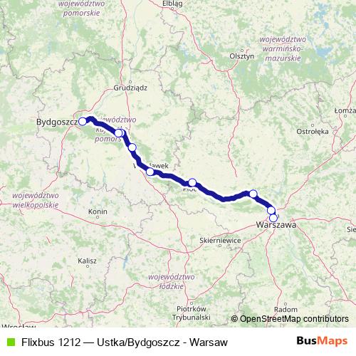 Flixbus 1212 bus Line Map
