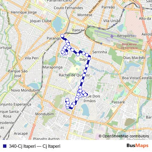 340-Cj Itaperi bus Line Map