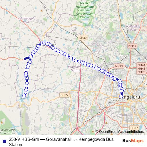 258-V KBS-Grh bus Line Map