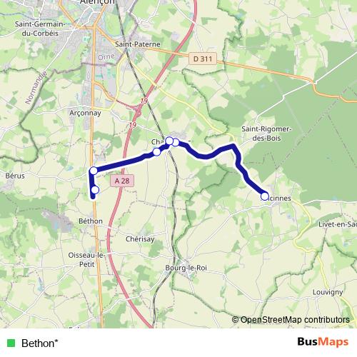 Bethon* bus Line Map