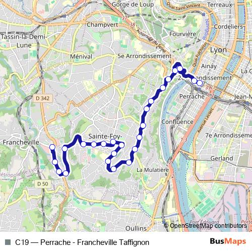 C19 trolleybus Line Map