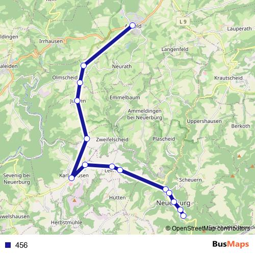 456 bus Line Map