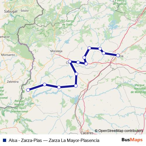 Alsa - Zarza-Plas bus Line Map