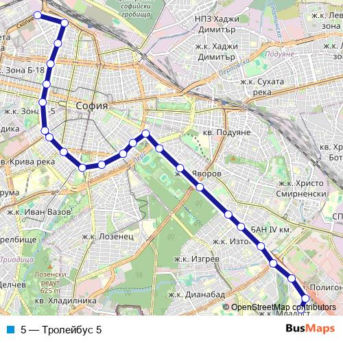 5 trolleybus Line Map