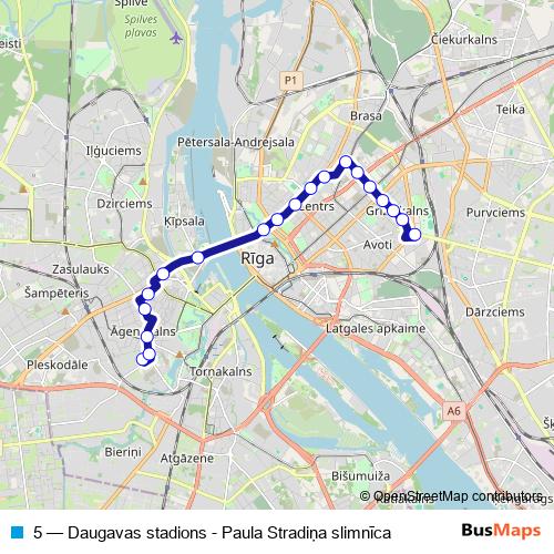 5 trolleybus Line Map